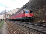 Re 10/10 mit GZ s�dw�rts unterwegs bei Faido am 26.03.2008 ...
