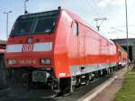 BR 146 Lokportaits E-Lok 146 107-8 vor Doppelstockwagen im Bahnwerk Erfurt, Ausstellung zum 80 j�hrigen Jubil�um