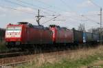 BR 156 185 150 und MEG 156 002-8 mit LKW Anh�ngern gen S�den.
