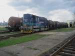 T448p 740 802-4 mit vier Kesselwagen am 21.04.2008 in Płock.