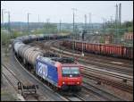 SBB Cargo Deutschland Re482 034 ist auf dem Weg nach Basel. Aufgenommen bei der Durchfahrt in Aalen am 23.April 2008.