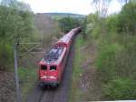 Heute (29.04.08) beim Bbf Burgsinn (KBS 801/351): G�terzug f�hrt auf ...
