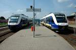 VT 108 und VT 105 (Lint 41) der EVB kreuzen ... VT 108 und VT 105 (Lint 41) der EVB kreuzen ...