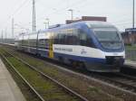 Der OLA-Triebwagen 0008 wartet am 01.05.2008 in Bergen/R�gen auf die ...