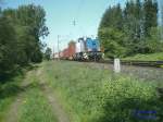 Lok 1502 mit Containerzug ...  Ulrich Lorenz 09.05.2008