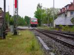 VT628/928 bei der Einfahrt in den Bahnhof Soltau (17.5.08)  ...