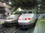 Zwei TGV Atlantique stehen am 28.2.2008 im Gare Montparnasse  ...