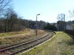 Bahnhof Freital Birkigt mit ehemaligen Wasserhaus an der Windbergbahn im ...