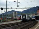 Arth-Goldau am 02.05.2008,Zeit 8.06: Rechts ist soeben der IR nach ...