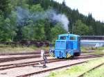 Eine V 10B machte am 24.06.2007 F�hrestandsmitfahten im Bahnhof Sch�nheide-S�d. ...