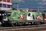 Im Grenzbahnhof Buchs(SG)/Schweiz, Euro 2008-Lok der �BB 1116 264 ...