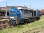 In Wismar kommt die OHE mit der MaK G 2000 ...