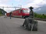 Rh�tische Bahn 2008 - Szenerie am 08.06.2008 im Bahnhof von ...