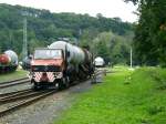 Ein 2-Wege Unimog rangiert im G�terbahnhof K�ttewitz. Er wird zur ...