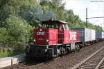 OHE 150003 mit einem kurzen Containerzug am Hp Bochum Nokia. ...