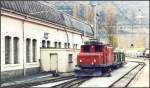 Brig-Visp-Zermatt-Bahn HGe 4/4 I 11 steht vor allem in untergeordneten Diensten immer noch im Einsatz, hier in Visp. (Archiv 11/2000)