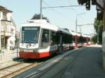 AB TB Trogenerbahn Be 4/8 Nr.32 (S 12) nach St.Gallen am 16.07.08 in der Endhaltestelle in Trogen/AR.Man beachte das zweite Gleis 
auf dem eigentlichen Perron!
