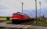 mitteldeutschen-eisenbahngesellschaft-meg MEG 315 mit 5 Zwiebelwagen am 17.7.08 in Teutschenthal.