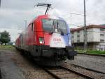 Frontansicht der 1116 003-3 *EM-Frankreich* in Buchs/SG. 20.07.08  ...