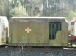 feld--und-grubenbahnmuseum-fortuna-fgf FGF - Erste-Hilfe-Grubenwagen Nr.356 Abgestellt im Areal der Feld und Grubenbahn Fortuna in Oberbiel-Sloms am 01.05.2008