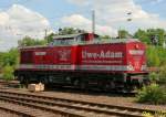 Uwe Adam Eisenbahnverkehrsunternehmen V 100; Adam 12 von Uwe-Adam steht abgestellt in Hamm (Westf). 24.07.2008