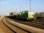 ITL Eisenbahngesellschaft mbH 293.01 und 293.02 der ITL mit Selbstentladewagen stehen im Dresdner Alberthafen.04.05.08.