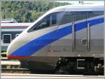 Schnauze eines neu beklebten ETR 470 von SBB/Trenitalia in Chiasso. ...