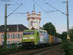 BR 152 152 005-5 'Claas' mit einem KLV -> Koblenz in R�desheim(Rhein) 29.7.08 Leider kam die Sonne erst 20sec sp�ter.