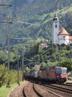 Re 10/10 mit GZ bei Fl�elen am 09.07.2008  ...