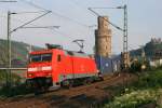152 108-7 mit einem KLV -> Koblenz in Oberwesel ...