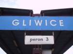 Ein Bahnhofsschild vom Bahnhof Gliwice im Bahnhof Gliwice!  ...