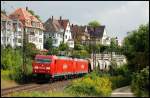 Eine Doppeleinheit der Baureihe 185 zieht einen Transcereales-Güterzug in Richtung ... Eine Doppeleinheit der Baureihe 185 zieht einen Transcereales-Güterzug in Richtung ...