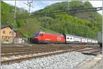 460 036-7 f�hrt mit einem IR aus Chur in Ziegelbr�cke ...