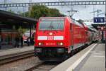 IRE 5191 aus Karlsruhe im End-Bahnhof Kreuzlingen/Schweiz mit Lok 146 ...