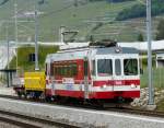 TPC Transports Publics du Chablais TPC / AOMC - ( 100 Jahre AOMC )Fotozug mit BDeh 4/4 502 mit dem Fau 812 ( ex BOB ) und X 954 unterwegs bei Aigle am 07.06.2008