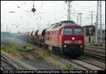 BR 233 233 232 am 28.05.08 mit Kieszug aus Berlin Nordost in Falkenberg/Elster. Bild ist von einer ehemaligen Laderampe aus gemacht.