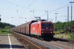 185 157-5 mit Autoteilezug in Hilden am 24.07.08  ...