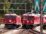 Ge4/4l 602 Bernina und Gem4/4 801 am 23.8.08 in Pontresina. ...