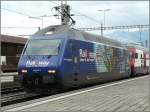 Re 460 005-2 mit ihrer Werbung f�r Rail Away war ...