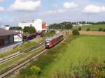 Ein VT 642 verl�sst Buchloe am 25.8.2008 auf der Fahrt ...