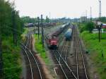 Blick auf den Rangierbahnhof Leipzig-Engelsdorf. Es ist zwar ein riesiges ...