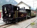 BDB Ballenberg Dampfbahn BDB - Dampflok G 3/4 208 mit Personenwagen C 36 in Meiringen am 21.09.2008