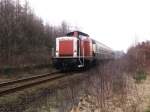 212 047-5 mit eine RB Delmenhorst-Osnabr�ck bei Halen am 15-1-2000. ...
