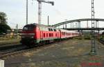 DB 218 209-5 am 28.6.2008 bei der Einfahrt nach L�beck. ...