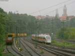 411 082-1 Mainz als ICE 282(Z�rich hb-Stuttgart) im Gleisvorfeld von ...