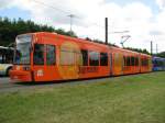schwerin Stra�enbahn-Zug vom Typ Schwerin 2001, Nr. 813 der Nahverkehr Schwerin -NVS- mit Werbung f�r J�germeister, Schwerin 30.08.2008
