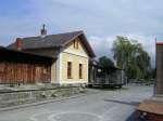 ehemalige Bregenzerwaldbahn, Bahnhof Andelsbuch. Eine weitere Ansicht des renovierten Bahnhofs. ...