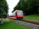 CJ 1000 mm CJ - Gelenktriebwagen ABe 2/6 631 mit Steuerwagen BDt 721 am Schluss unterwegs nach La Chaux de Fonds am 01.08.2008