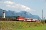 br-1144 �sterreichurlaub 2008 - �BB: Ein RegionalExpress ist mit einer 1144er in Richtung Innsbruck unterwegs. Aufgenommen am 04.September 2008 bei Radfeld.