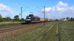 br-185-private 185 567 ist inzwischen nichtmehr f�r DLC/Crossrail aktiv. Am 19.3.2008 jedoch musste sie den Ewals-KLV-Zug, hier bei Wiesental bei karlsruhe, auf der KBS 700 nach Basel ziehen.